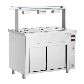 Inomak bain marie Topline met glasopbouw op verwarmde onderkast 5x 1/1 GN MJV718