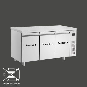 Configureer koelwerkbank 1/1 GN remote met 3 secties