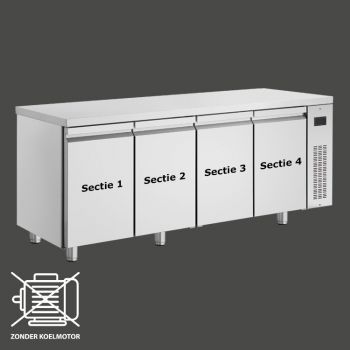 Configureer koelwerkbank 1/1 GN remote met 4 secties
