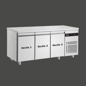 Inomak configureerbare koelwerkbank met 3 secties