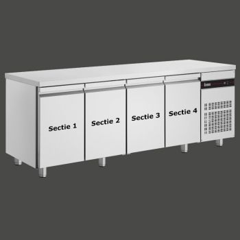 Inomak configureerbare koelwerkbank met 4 secties