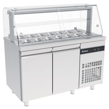 Inomak saladiere Plusline met vitrine 14x 1/4 GN ZQFP99