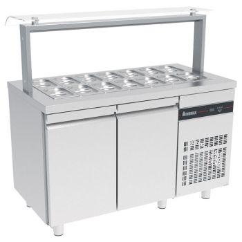 Inomak saladiere Plusline met glasopbouw eenzijdig afgerond 14x 1/4 GN ZVFP99