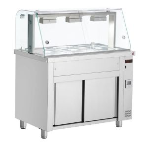 Inomak bain marie Smartline met vitrine op neutrale kast 3x 1/1 GN MFV711