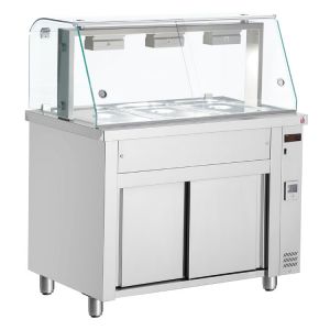 Inomak bain marie met glasopbouw op neutrale onderkast 4x1/1GN MFV714