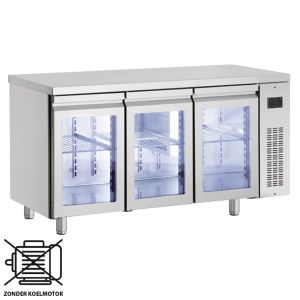 Inomak koelwerkbank Slimline Remote met 3 glasdeuren PMR999/GL/RU