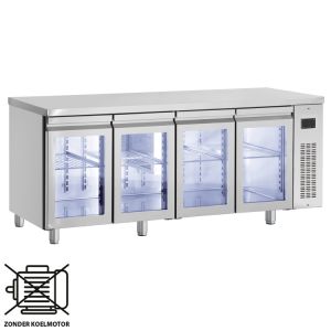 Inomak koelwerkbank Slimline Remote met 4 glasdeuren PMR9999/GL/RU