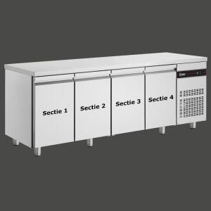 Inomak configureerbare koelwerkbank met 4 secties