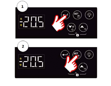 Temperatuur instellen stap 1 en 2